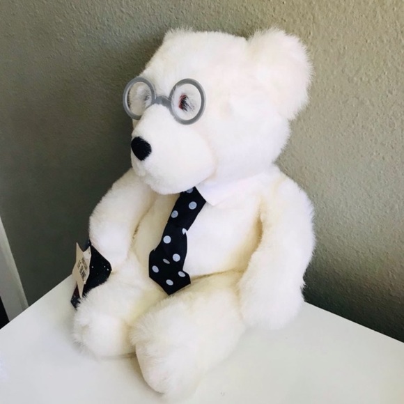 NWT Vintage Heartline Professor Le blanc Teddy Bear Plush Toy Stuffed Animal - Picture 2 of 5
